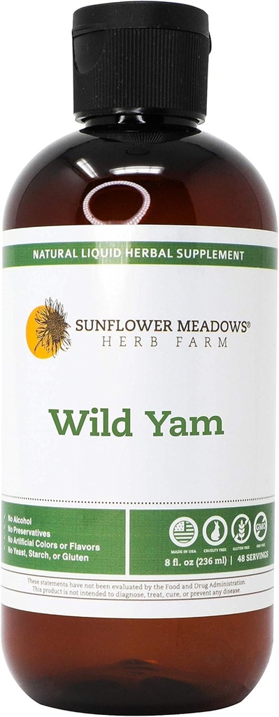 Suplemento de ervas líquidas de Yam selvagem - 8 oz- livre de álcool, não-GMO, feito com ingredientes orgânicos