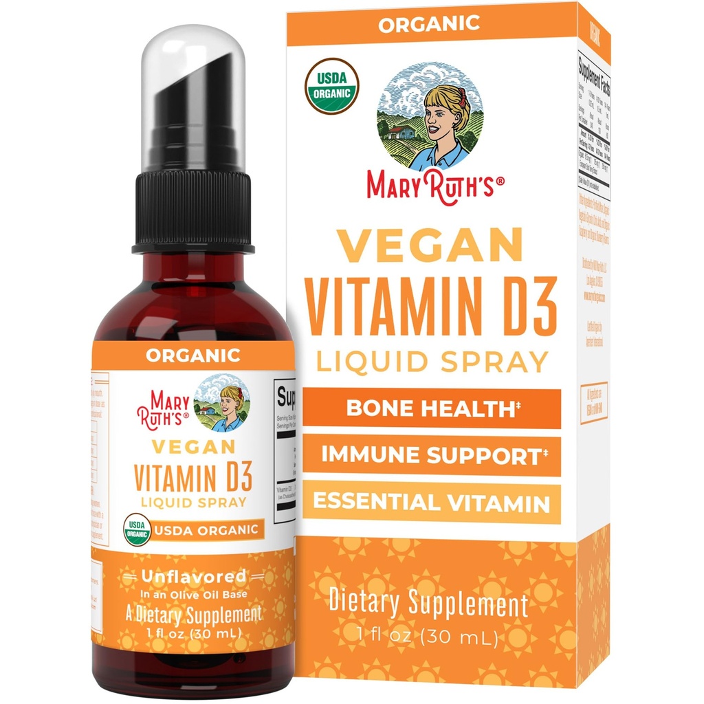MaryRuth Orgânicos Vitamina D USDA Orgânico VIT D3 Líquido Açúcar Livre □ Líquido VIT D Spray Imune Suporte para Adultos e Crianças .