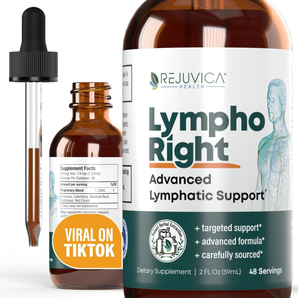 Rejuvica Health LymphoRight- Advanced Linphatic Support Supplement - Liquid Delivery for Better Absorção - Echinacea, Elderberry, Goldenseal & More!