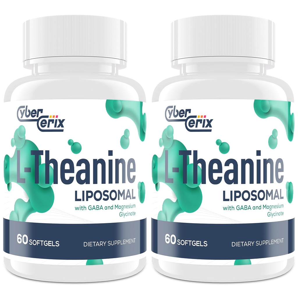 L-Teanina lipossomal 500mg, Complexo com GABA 200mg & Magnésio 100mg, Suplemento de Força Extra para Calma, Relaxamento & Foco, Glúten Grátis - 120 Cápsulas