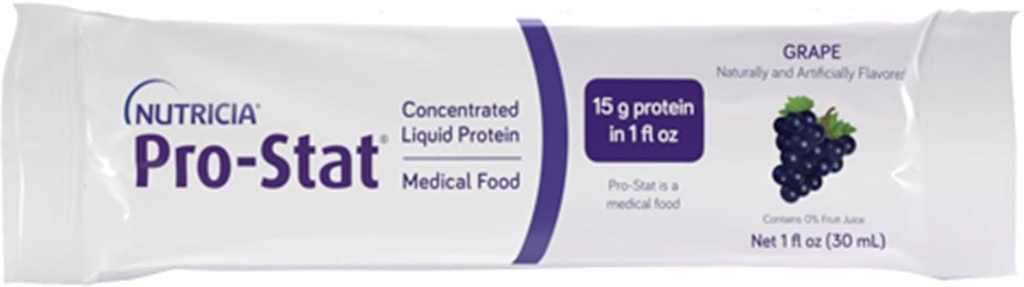 Pro-Stat uva sem açúcar, 1 oz Packets, Suplemento de alta proteína, 96 Contagem, Livre de lactose, Sem glúten, Sem soja