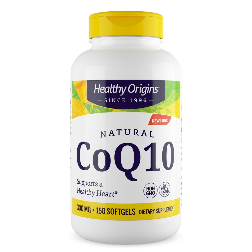 Origem saudável® CoQ10 300 mg – Natural Trans-Isômero Ubiquinona – Fermentado Levedura, Suporta Saúde do Coração e Energia Celular – Não-GMO 150 Softgels