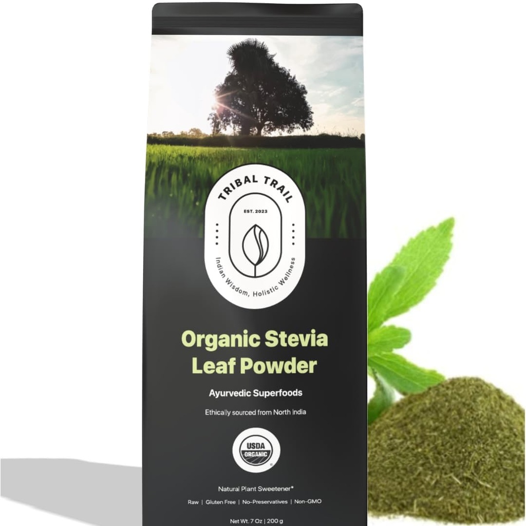 Orgânico Stevia Powder 7,05 oz USDA Orgânico e não-OGM Orgânicos Fonte ética do Norte da Índia