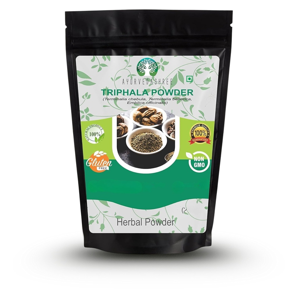 Triphala Powder 200 Gm ; Combinação de Amla, Haritaki & Bibhitaki ; Não OGM ; Vegan ; Certificado GMP