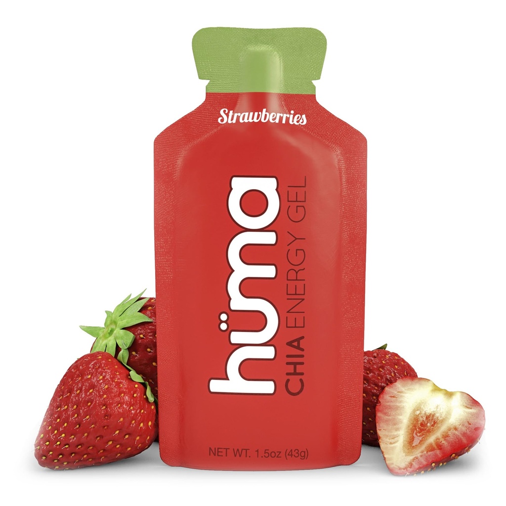 Huma Chia Energy Gel, Morangos, 12 Gels - Premier Sports Nutrition for Endurance Exercise