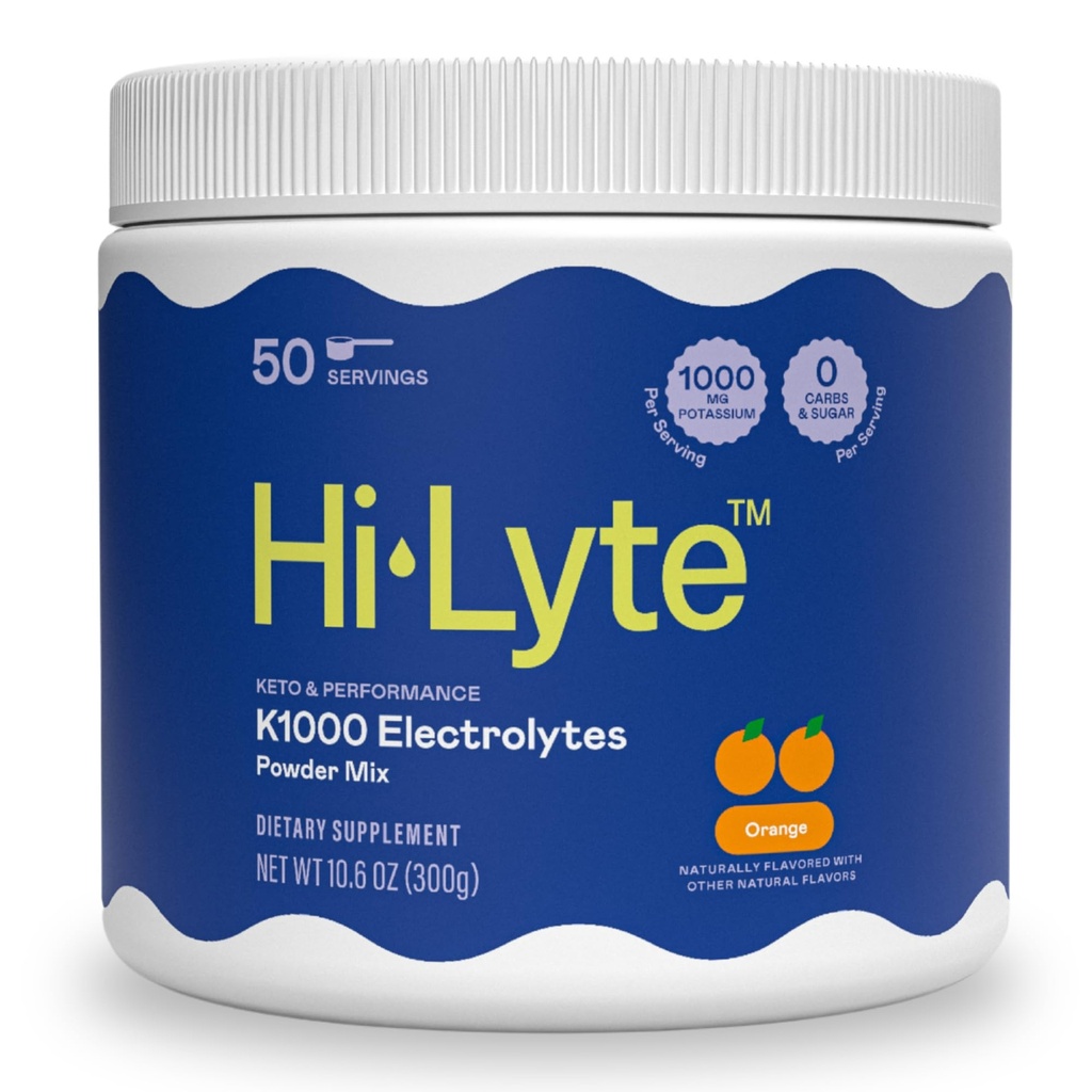 Hi-Lyte K1000 Eletrólitos em pó Mix Keto Laranja & Desempenho, 50 Servings