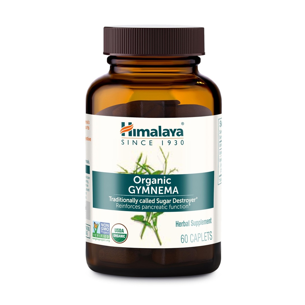 Himalaia Organic Gymnema Sylvestre – Herbal Glucose Metabolismo Suporte - USDA Organic, Non-GMO, Vegan, Gluten Free, Aditive Free, 700 mg, 60 Caplets