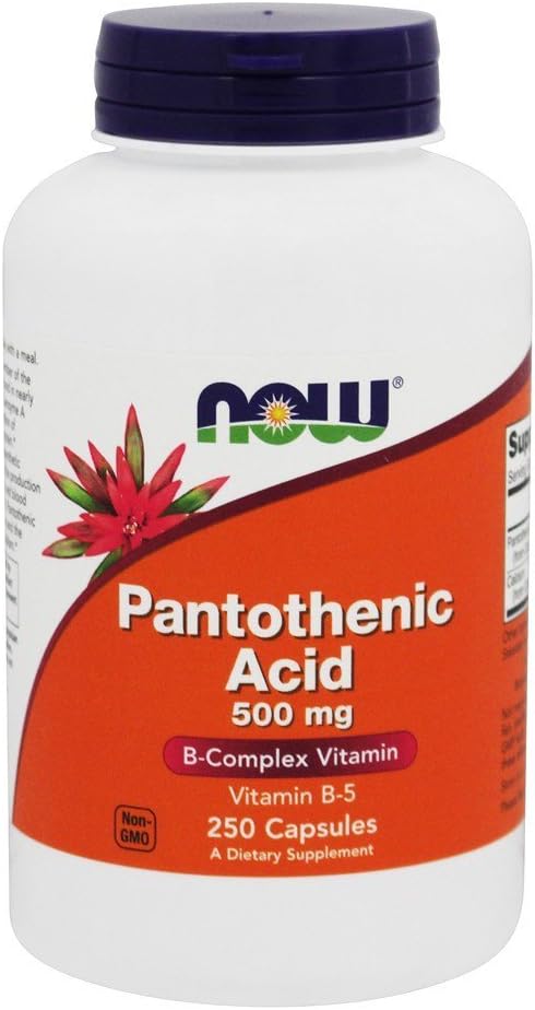 Agora Alimentos Ácido Pantotênico, 250 cápsulas / 500 mg (Pacote de 2)