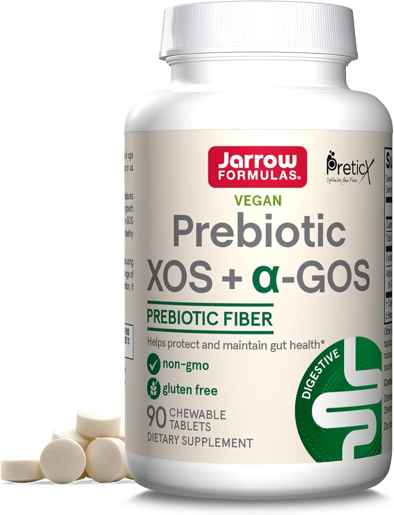 Fórmulas de Jarrow Prebiótico XOS + GOS - Suplemento Complexo de Fibra - 90 Comprimidos Mastigáveis - Enriquecimentos & Nutreshes Gut Microbiome - Suporta o Crescimento de Bactérias Beneficiárias - 30 Servimentos