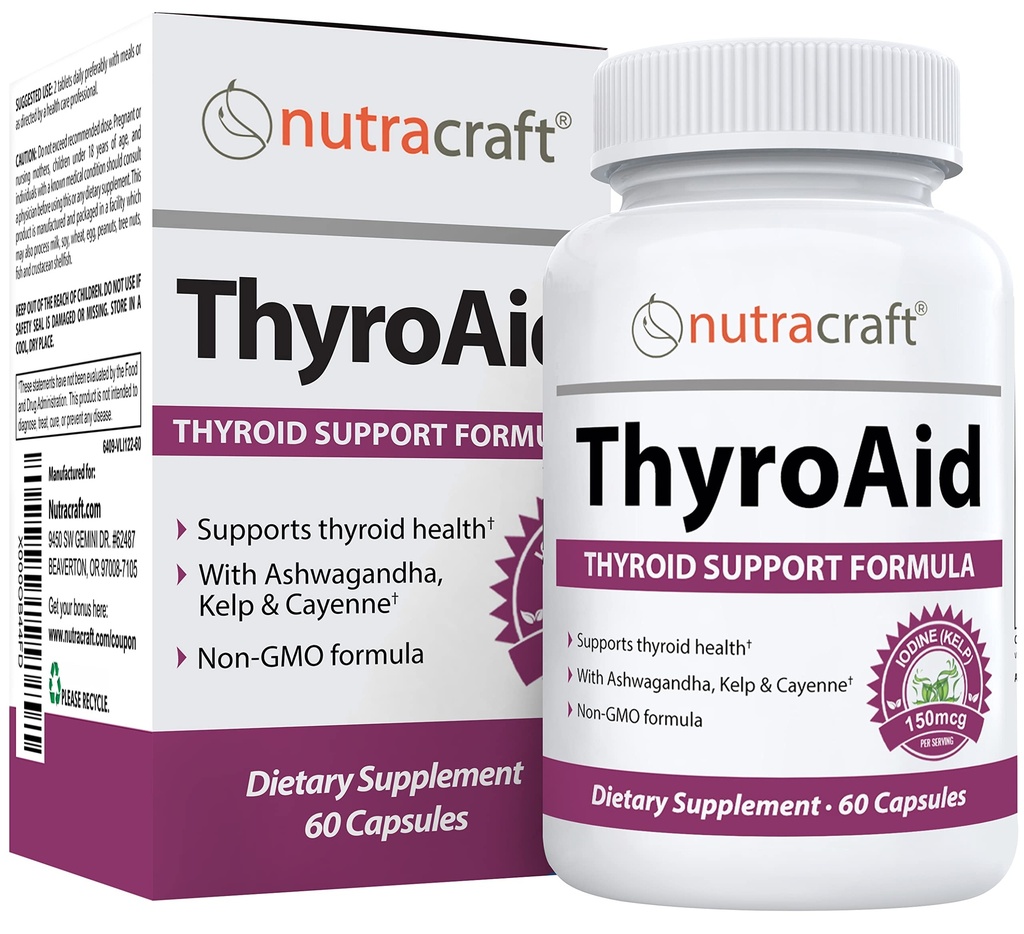ThyroAid #1 Suplemento de suporte da tireóide . Fórmula natural da tireoide com iodo (Kelp), Ashwagandha, L-Tyrosine & More .