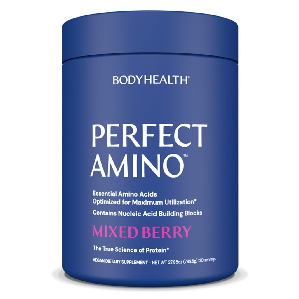 BodyHealth PerfectAmino Powder - BCAA e EAA Powder para pré e pós-treino - Amino Acid Energy Drink para homens e mulheres para apoiar o músculo magro e recuperação - Berry misto - 120 Servings