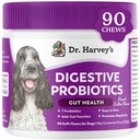Dr. Harvey's Digestive Probiótico mastiga suave para cães, 9 Probióticos para Gut Health, Diarréia e Bowel Support, Peanut Butter Flavor (90 Chews)