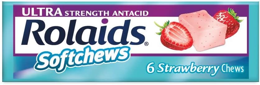 Rolaids Softchews Stick, Morango, 6 Count (Pack de 12)