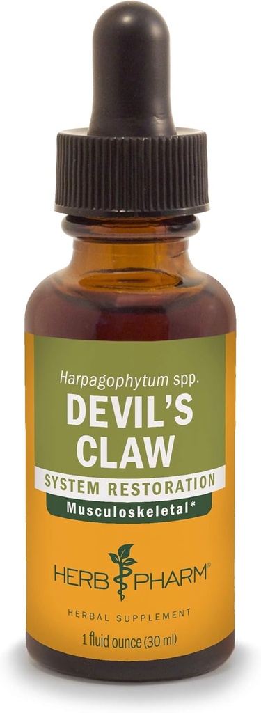 Herb Pharm Devil's Garra Extrato Líquido para Suporte ao Sistema Musculoesquelético - 1 Onça (DDCLAW01)