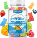 Pastilhas de potássio para adultos, Suplemento de magnésio de potássio de alta absorção com vitamina B6 CoQ10 para Cães Pernas & Músculo Saúde Açúcar-Free Vegan Fruta Misturada Sabor 60 Gummies