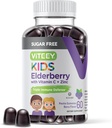Viteey Sambucus Elderberry Gummies para crianças - Açúcar grátis - Suplementos de suporte imunológico com vitamina C & Zinc, [3-1 Immune Booster] Vegan, Gelatina livre, Glúten livre - sabor Chesty Chestable Berry Flavored