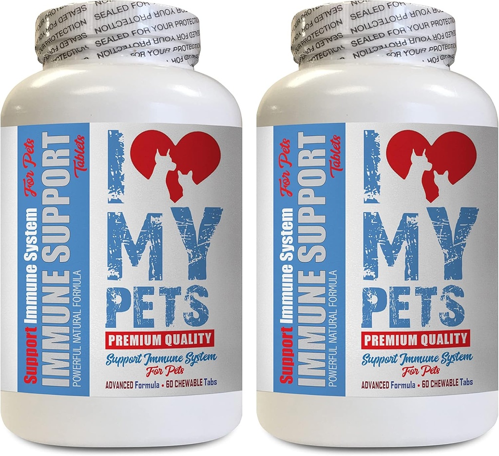 I love my PETs LLC cat Imune System - PET Imune Support - Cães e Gatos - Booster - saudável - Leite Cardo para gato - 120 Doces (2 Garrafas)