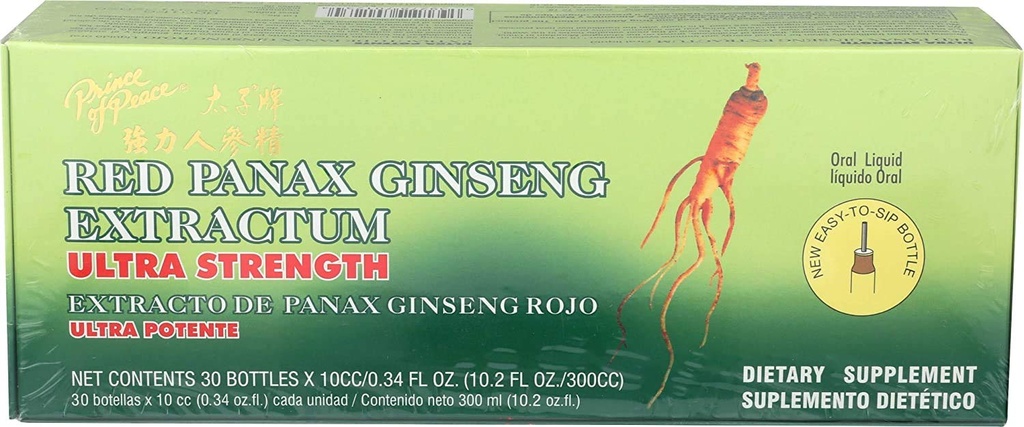 Príncipe da Paz Red Panax Ginseng Extractum Ultra Força, 2 Pack - 60 Garrafas, 0.34 fl. oz.