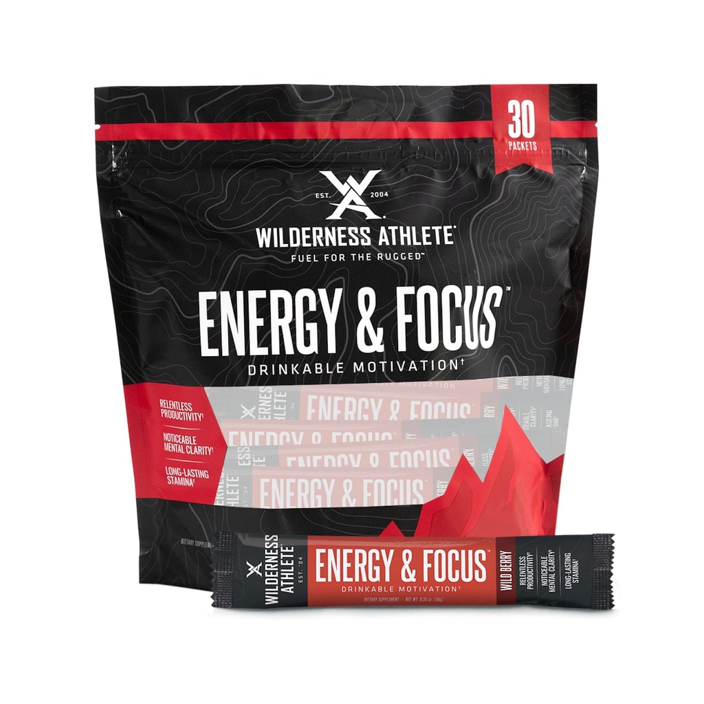 Atleta de Selvagem - Energia e Foco □ Impulso de Energia para Mulheres e Homens - Energia Bebida Misturar com Cafeína Natural - Baixo-Carbo, Zero Açúcar Energia Beber Pó - 30 Pacotes de Bebidas Energia Serving (Wild Berry)