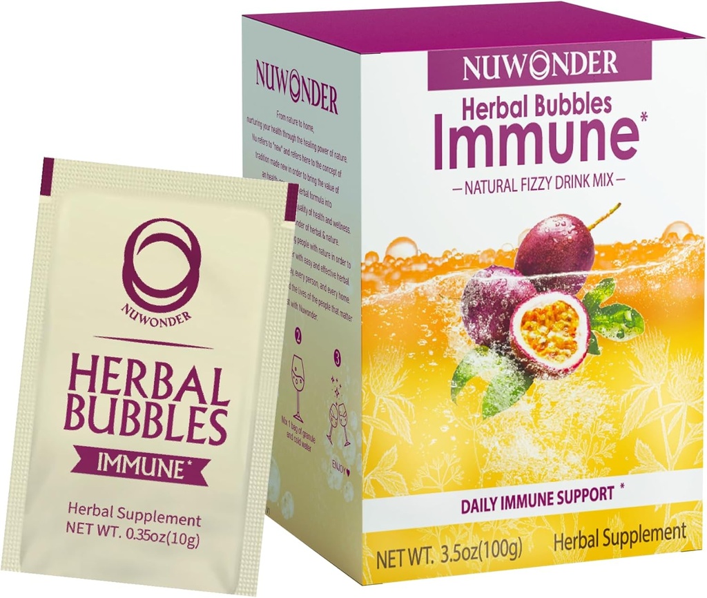 Imune Booster Fizzy Drink Mix Suplemento de ervas feito com Astragalus, Ginger, Jujube, Atractylodes, Fruta de paixão, Sem Artificial, 10packs (extra 1 sacos)