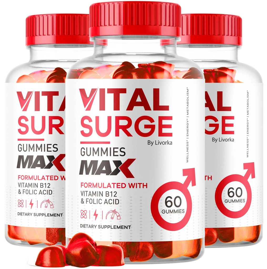 (3 Pack) Vital Surge - Vital Surge for Men Gummies, Vital Vita Surge Max Força Máxima 1050 MG, VitalSurge Supplement Support Gummy Advanced Formula, Premium Vitamina Gomitas (180 Gummies)