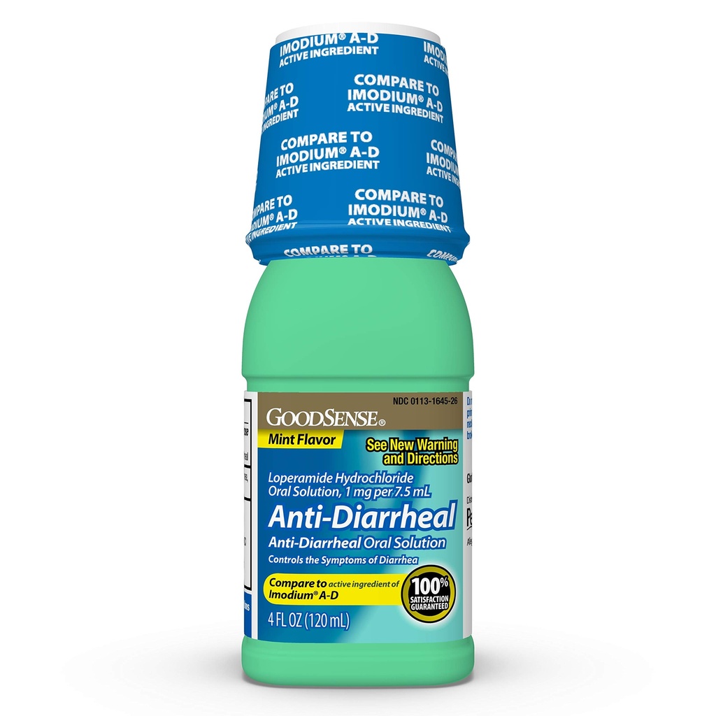 Medicina antidiarreica de bom senso, solução oral de cloreto de loperamida, 1 mg por 7,5 ml, hortelã, 4 Fl Oz