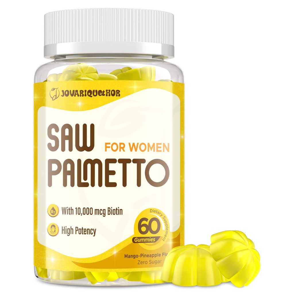 Serra Palmetto para as mulheres - DHT Blocker Suplemento de crescimento do cabelo - 500mg Potent Serra Pastilhas Palmetto para o cabelo, pele, unhas, bem-estar urinário - Mango-Pineapple Flavor - 60 Pastilhas