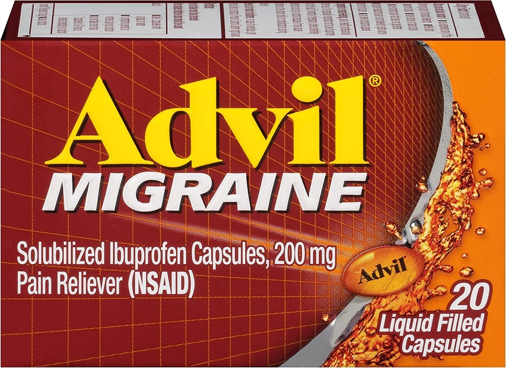Cápsulas Enchidas líquidas Advil Migraine - 20 ct, Embalagem de 5