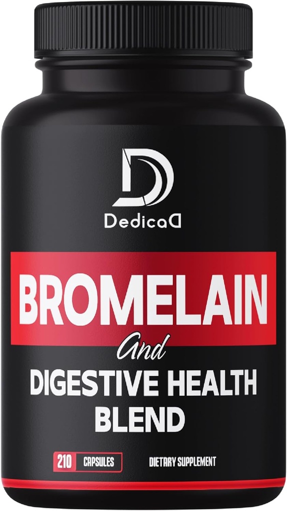 6in1 Bromelain 500mg Suplemento - 1000mg por serviço - 210 Cápsulas com Saúde Digestiva Mistura como Quercetin, Ginger, Açafrão, Papaia - Suporte Saúde Geral, Digesção e Sistema Imune
