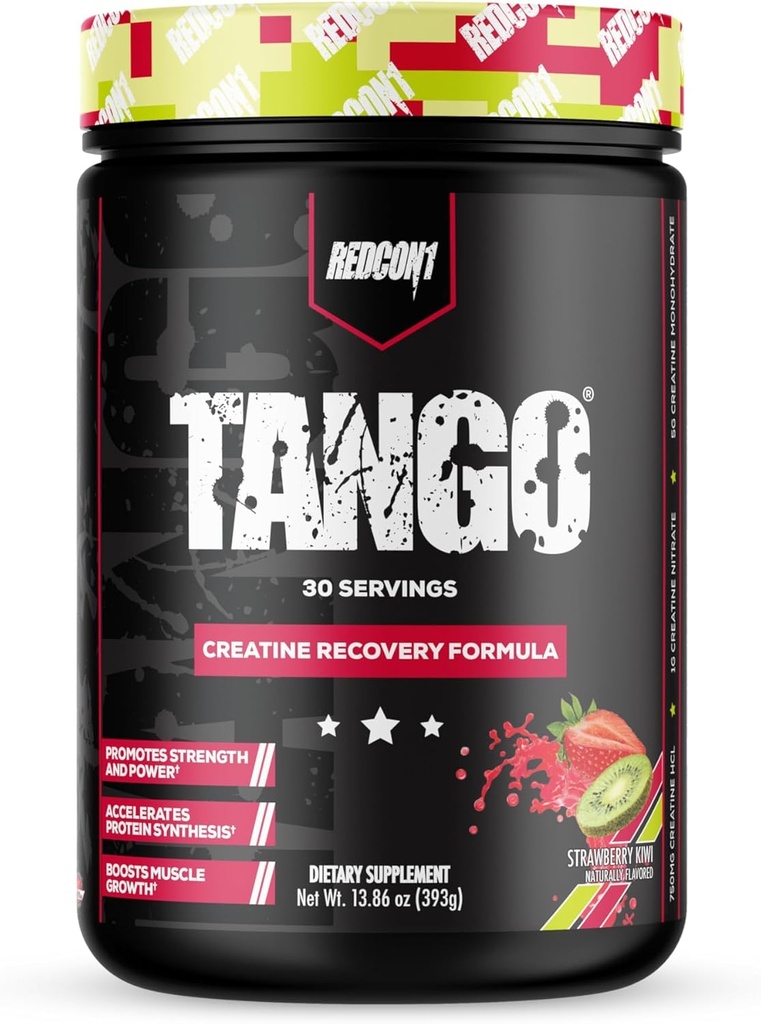 REDCON1 Tango Creatina em pó, morango Kiwi - Açúcar grátis + Keto Friendly Creatina Suplemento - Betaine Anhydrous para resistência muscular e força (30 Servings)
