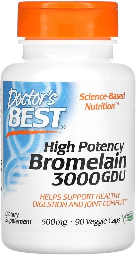 Médico BEST 3000 GDU Bromelain - 500 mg - 90 Cápsulas Vegetarianas