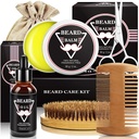 Presentes ABUDICS para homens, Kit de barba, Kit de acasalamento de barba w / Beard Balm Barba Barba Barba Barba Tesoura, Presentes para o pai Marido Ele namorado