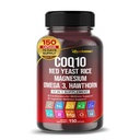 Coenzyme Q10 (Ubiquinone) Red Levedura Arroz Hawthorn Omega 3 Vitamina C Niacin Zinc Vitamina K2-150 Cápsulas