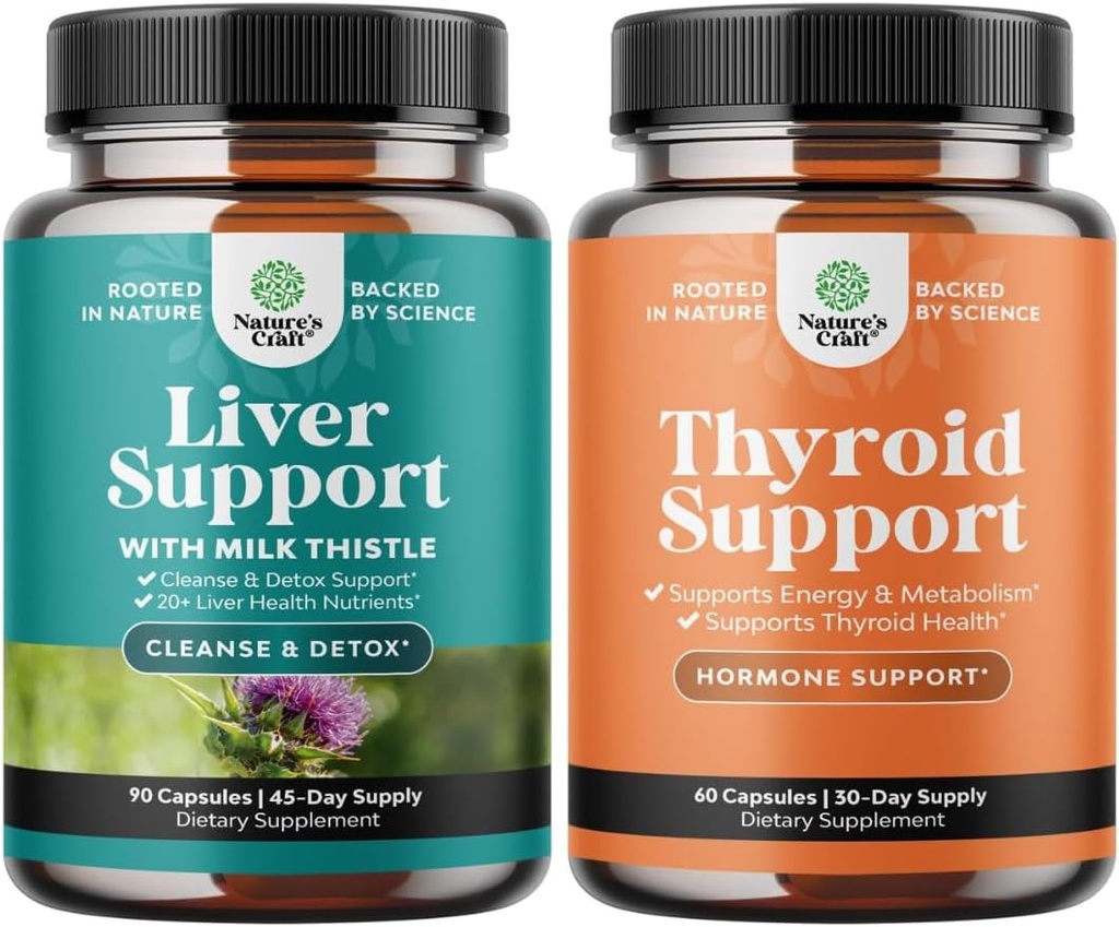 Pacote de Liver Cleanse Detox & Repair - Cardo de leite de silymarin Raíz de dente-de-leão, Beetroot & Alcachofra Extrato & Suporte de tireóide - L Tyrosine, Bladderwrack, Selenium & Ashwagandha para equilíbrio hormonal
