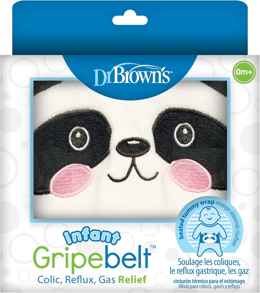 Dr. Brown's Infant Gripebelt Heated Belly Band, Soothe Baby's Tummy com gentil calor e compressão, Panda, 0m+