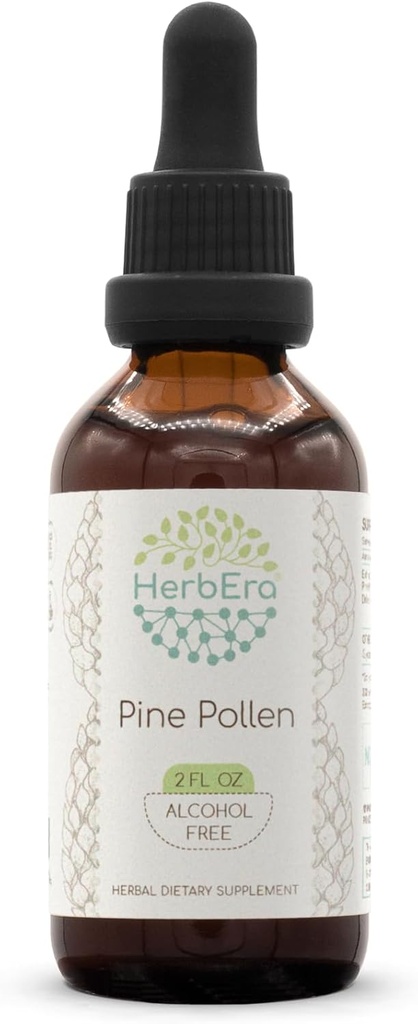 HerbEra Pine Pollen B60 Extrato de ervas sem álcool Tintura, gotas de líquido concentradas Natural (Canção Hua Fen, pinheiro escocês, Pinus Sylvestris) 2 fl oz