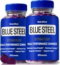 (2 Pack) Gummies de aço azul para homens, nutrição diária para aumentar a confiança e saúde geral, Todos os suplementos naturais para apoiar o desempenho pico, Gummy masculino oficial, BlueSteel Comentários (120 Gummies)