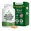 Suplemento de suporte de pressão arterial nutritiva – Natural Heart & Circulation Support com Hawthorn, Alho, Folha de Oliva, Hibiscus & B12 – EUA Made, GMP Facility - 90 Cápsulas