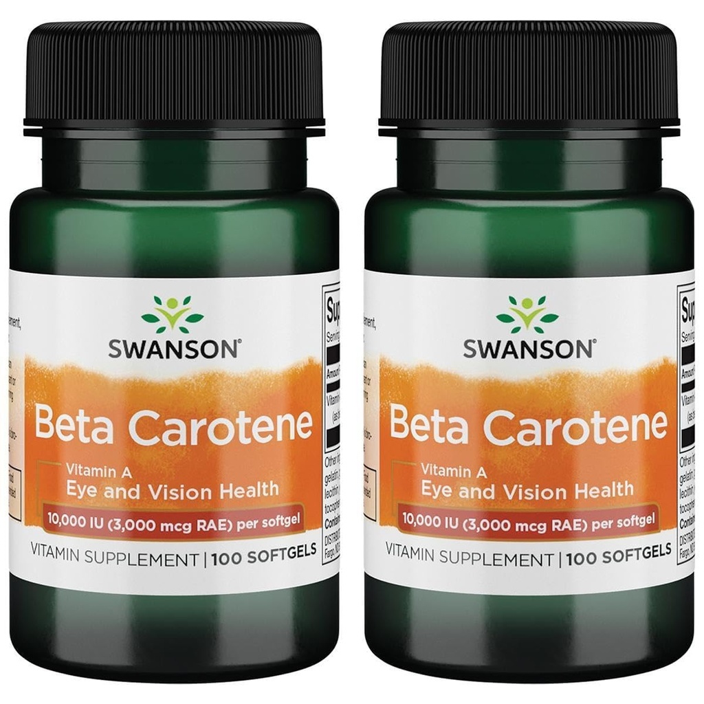 Swanson Beta-Caroteno (Vitamina A) Suporte antioxidante para o sistema imunológico da pele 10000 Iu (3000 mcg) 100 Sgels (2 embalagem)