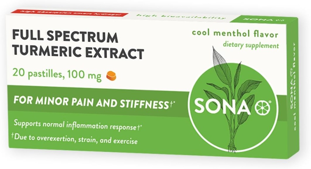 SONA Pastilhas de Açafrão, Dissolve na boca, 600% Maior absorção de curcumina em comparação com cápsulas