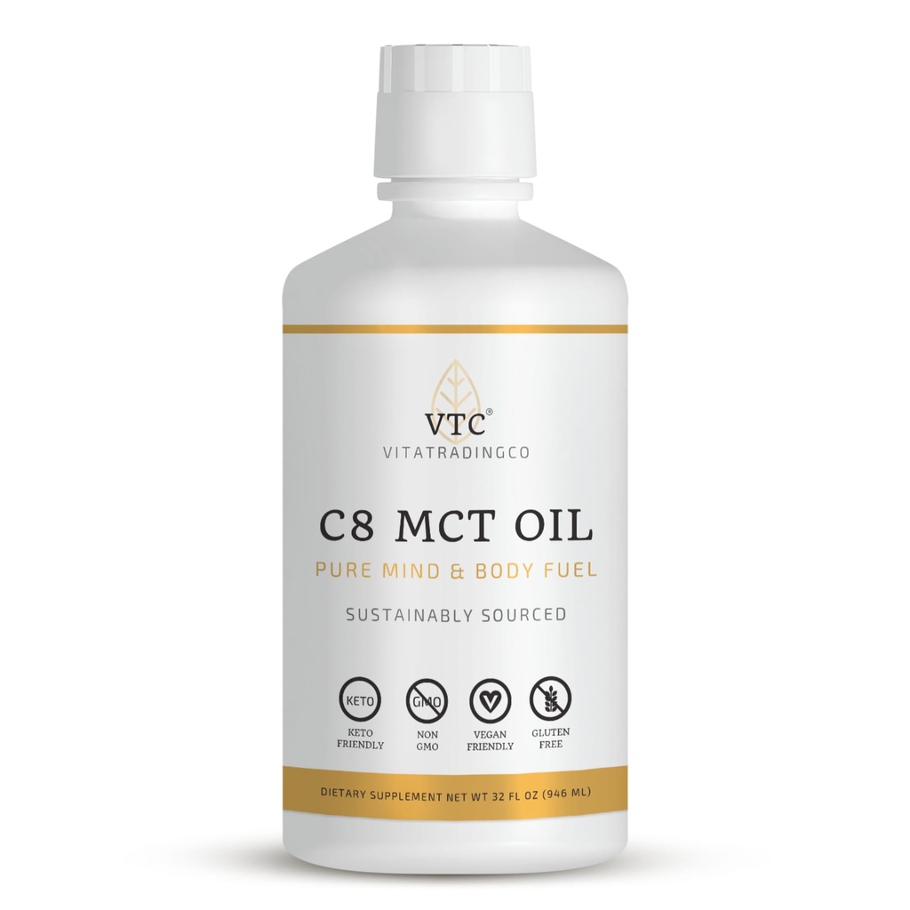 VTC VitaTradingCo. Óleo C8 MCT 100% puro □ 3X ácido cáprico destilado □ Gordura saudável para energia limpa