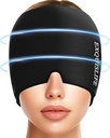 EXQUISLIFE Envoltório de cabeça de migraine de gelo, chapéu de alívio de dor de cabeça para o boné de migraine, terapia quente e fria, máscara de olhos de dor de cabeça para Sinus, Puffy Eyes, tensão e alívio de estresse (preto)