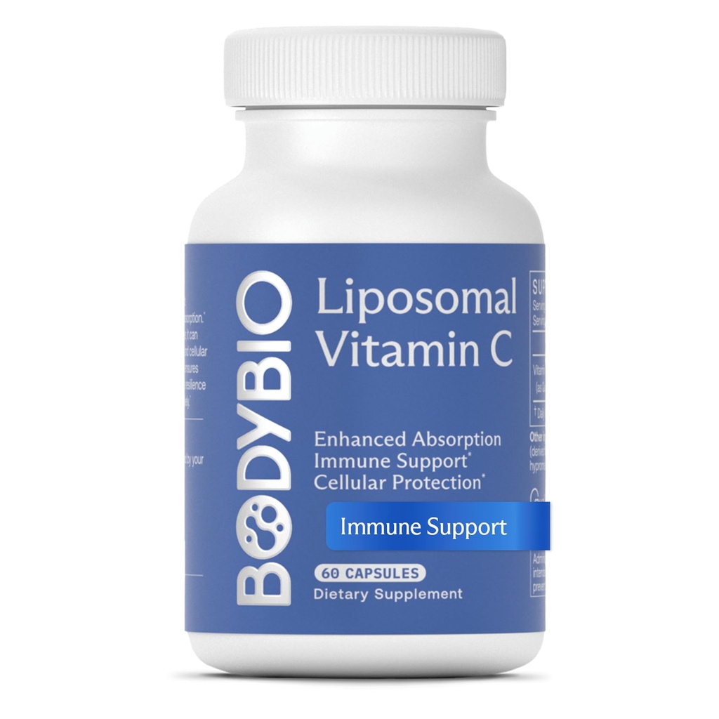 BodyBio Vitamina C lipossomal - poderoso antioxidante para suporte imunológico e saúde celular, ácido ascórbico puro com absorção máxima