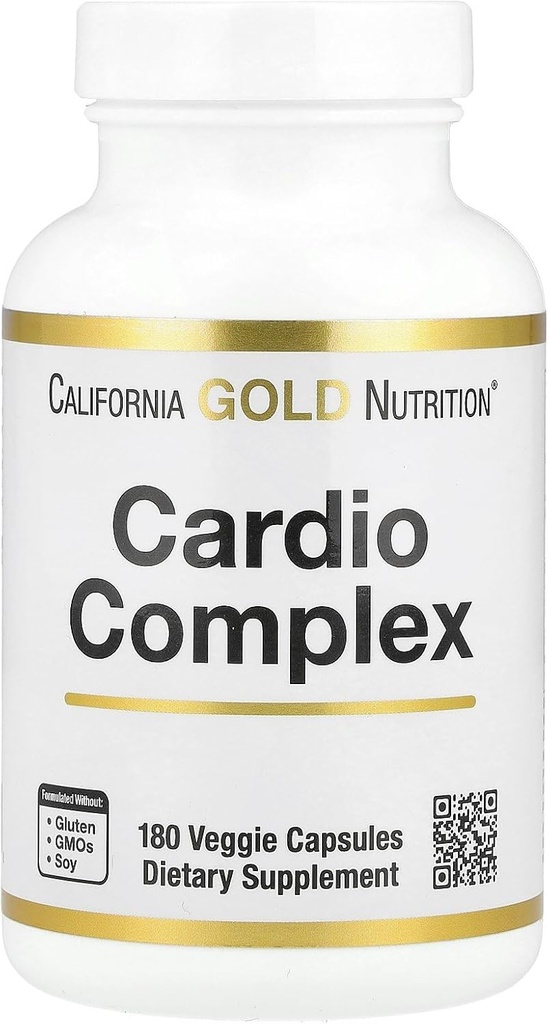 California Gold Nutrition Cardio Complex com CardioAmino Blend, CardioPhyto Blend e Coenzyme Q10, 180 Cápsulas Veggie
