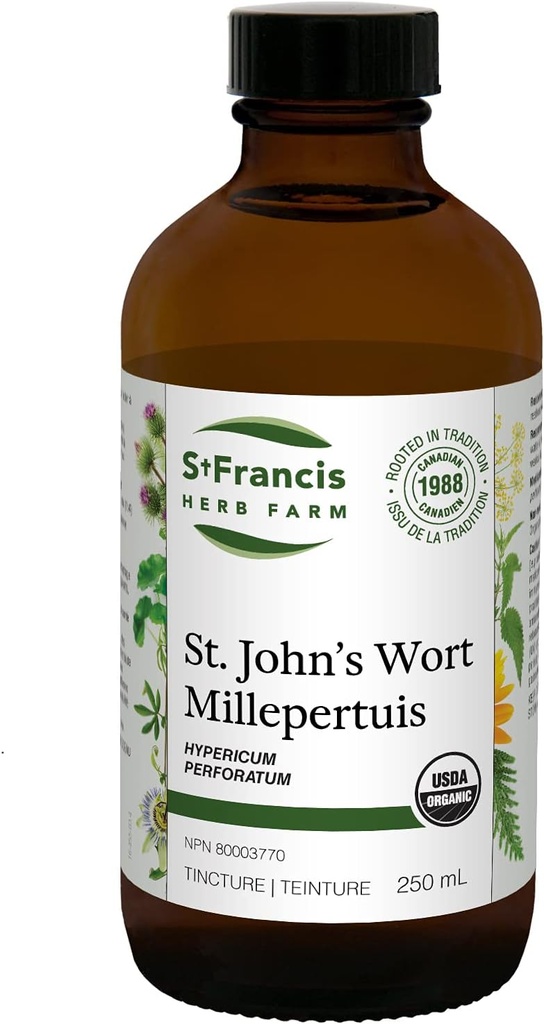 St. Francis Herb Farm St. John's Wort Herbal Tintura Líquido Ajuda a aliviar a inquietação e nervosismo