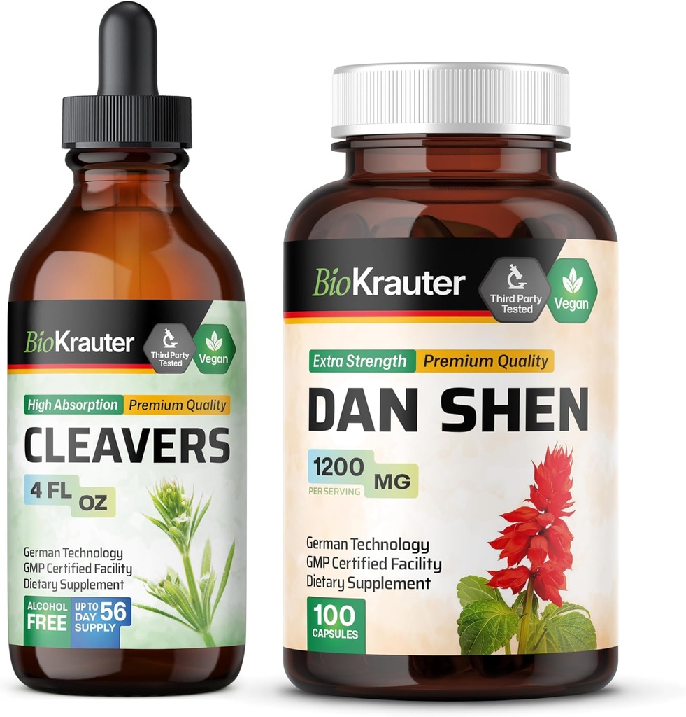 BIO KRAUTER Cleavers Tintura 4 Fl. Oz. & Dan Shen 100 Cápsulas
