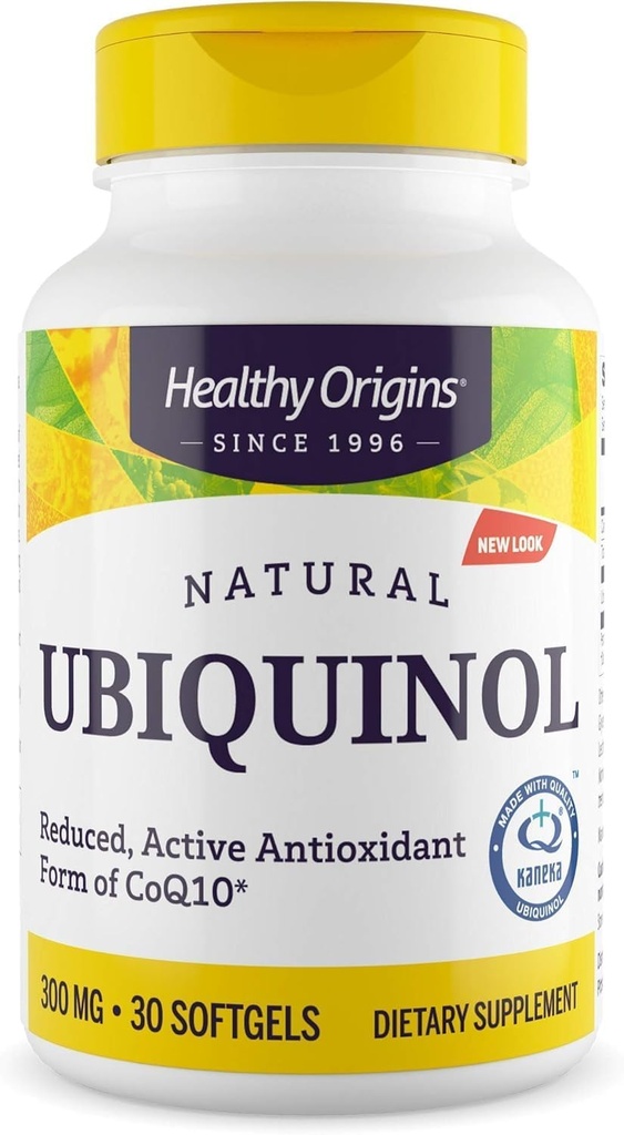 Origem saudável Ubiquinol (Forma ativa de CoQ10), 300 mg - Suplementos de Ubiquinol para saúde do coração e suporte antioxidante - Suplemento sem glúten e não-GMO - 30 Softgels