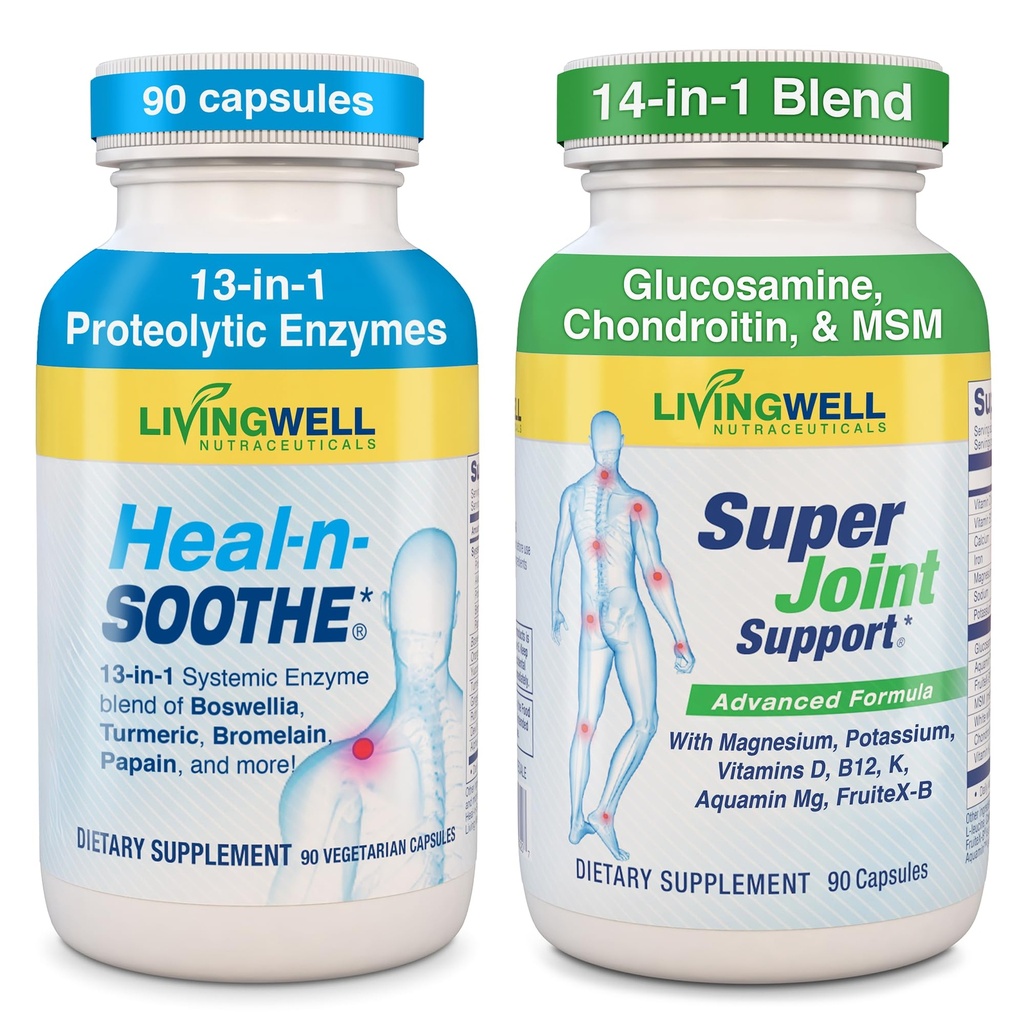 HEAL-N-SOOTHE e Super Apoio Conjunto - Suplementos Conjuntos Naturais