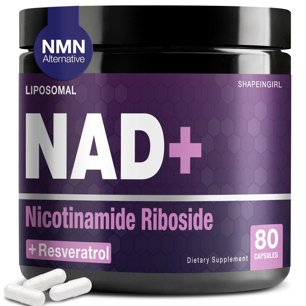 NAD Suplemento - Nicotinamida Riboside Resveratrol 900mg, Suplemento NAD lipossomal para mulheres e homens, NAD Plus puro orgânico