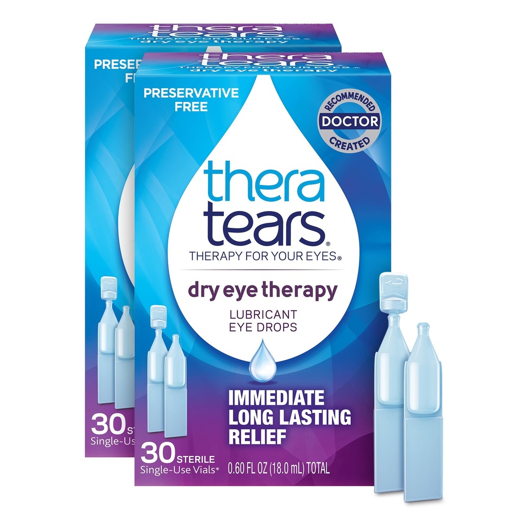 TheraTears Dry Eye Therapy colírio gotas para olhos secos, sem conservantes, 30 frascos, 2 embalagens